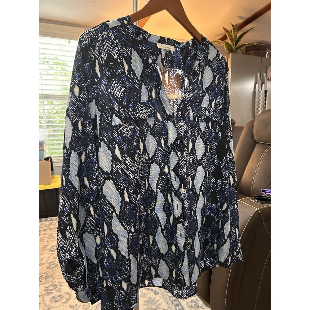 calvin klein‎ blouse xl Snake Print